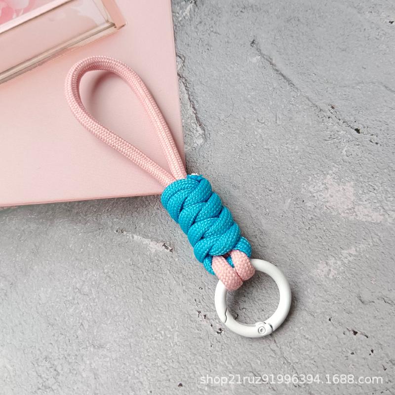 

Color-blocked Knotted Phone Case Lanyard, Creative Short Woven Water Bottle Chain, Keychain One Size