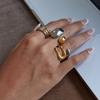 Yori Modern Minimalist 18K Gold PVD Plated Stainless Steel Ring for Women Popular Daily Classy Waterproof Jewelry Accessory