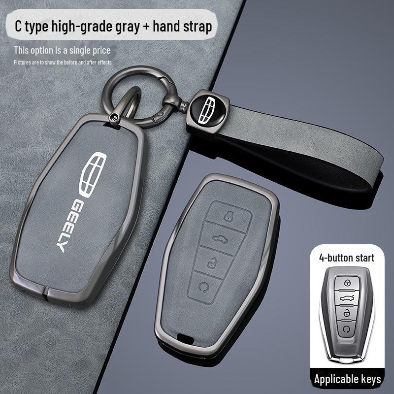 Geely Schlüsselhülle für GL, Emgrand S, Xingyue L, Boyue, Xingrui, Icon, Binyue Cool, Vision X6 - Schnallenetui (Männlich)