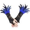 Gothic Sequins Feather Lace Gloves Retro Women Halloween Arm Sleeves  Festival