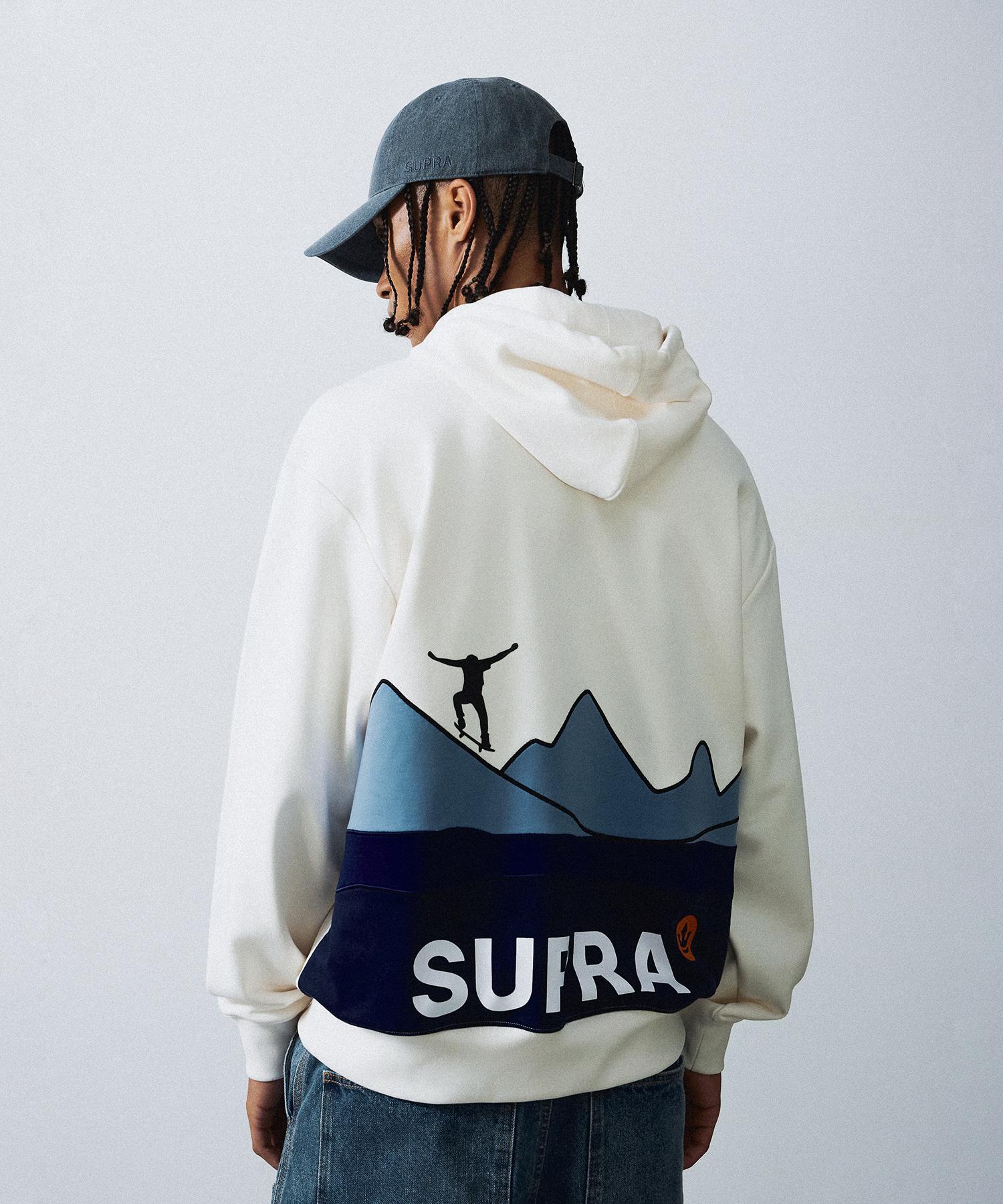 Худи Supra с принтом на спине (слоновая кость) Crs/M