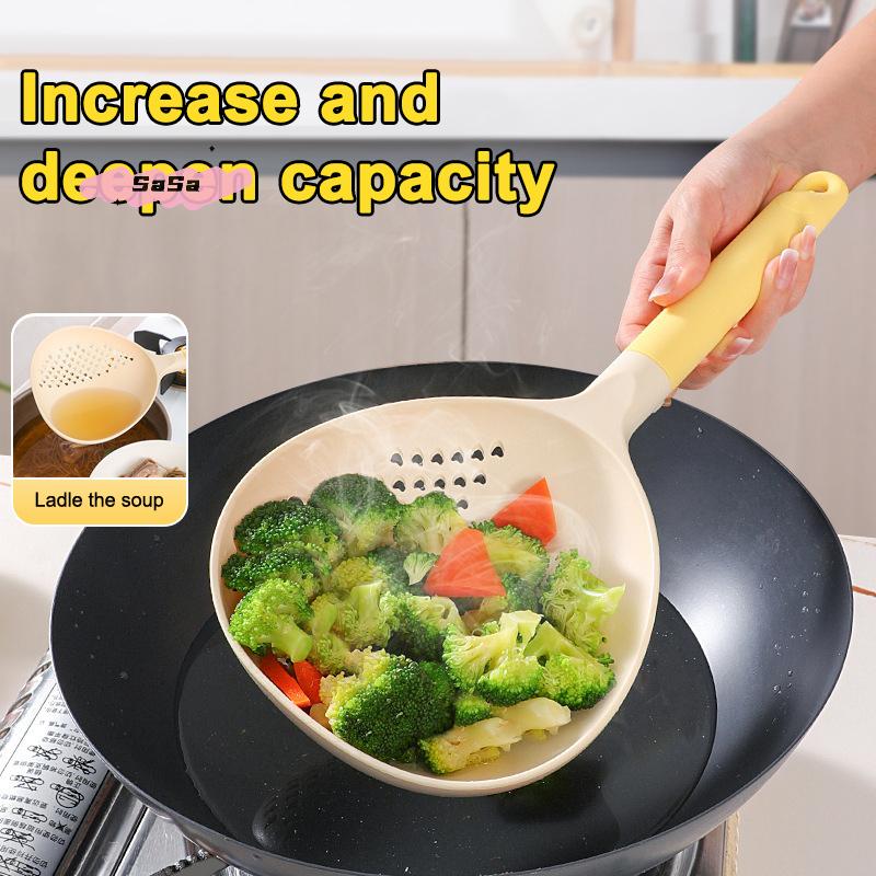 2-in-1 Soup Ladle And Colander Big Size High Heat Resistant Kitchen Strainer with Long Handle for Efficient Draining -1/2/3/5Pcs