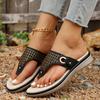 2025 Summer New Foreign Trade Clip Slippers Women's Shoes Plus Size Thick Sole Bright Diamond Decoration Casual Clip Slippers