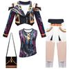 Kids Girls Anime Cartoon POP Singer Super Star Printed Vest Jacket Pants Clothes Set Outfit Halloween Cosplay Costumes