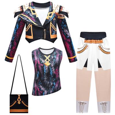Kids Girls Anime Cartoon POP Singer Super Star Printed Vest Jacket Pants Clothes Set Outfit Halloween Cosplay Costumes