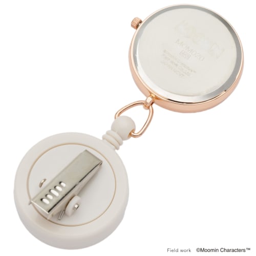 Fieldwork Women's Analog Pocket Watch with Reel, Luminous Moomin Nurse Watch, Small, Little My, White, MOM020-1