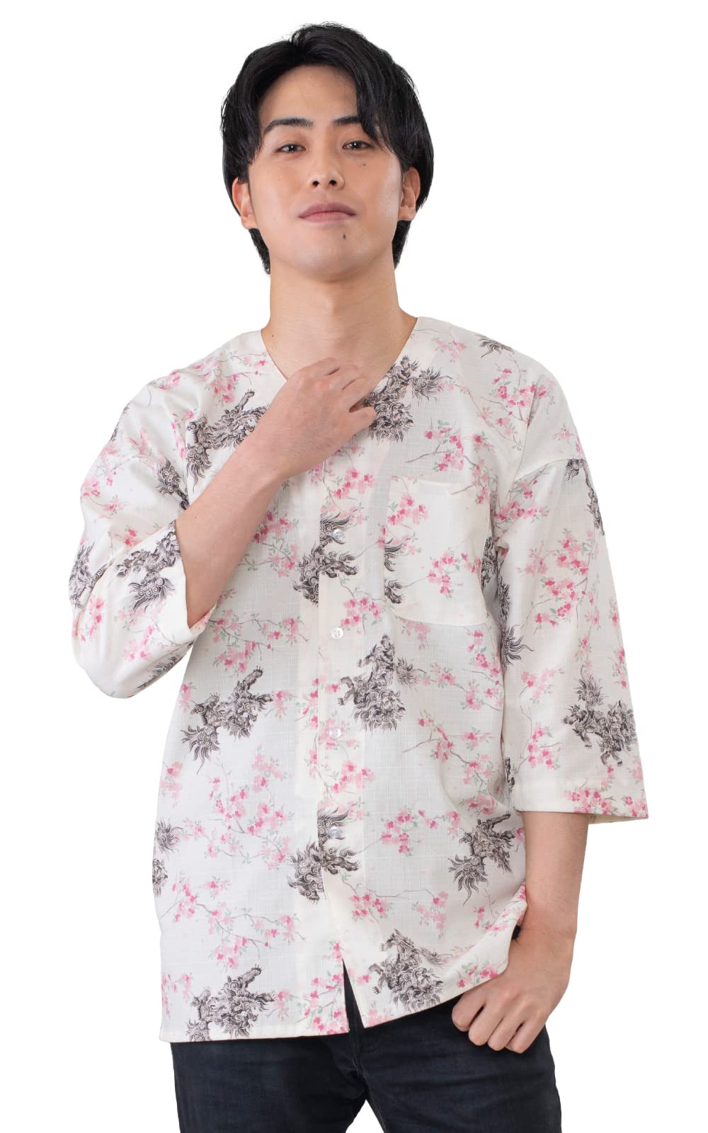 

Койгути сделано в Японии [Ай Ай] рубашка, 100% хлопок, (Карадзиси (белый), S)