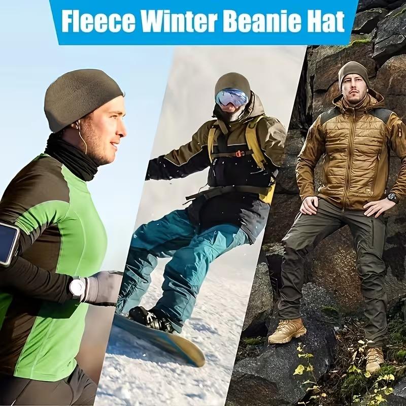 1-5PCS Unisex Winter Skull Cap Soft Polar Fleece Beanie Thick Warm Windproof Ski Hat Outdoor Cap Suitable for Both Men and Women