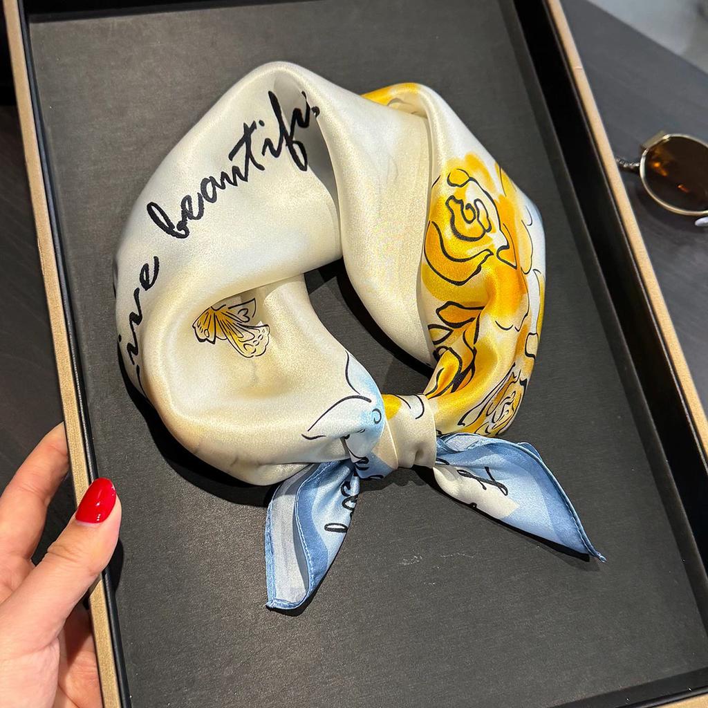 New 100% Natural Real Silk Scarf Women Bandana Square Scarves Wrap Kerchief Mulberry Fashion Luxury High Quality Hijab Sjaal