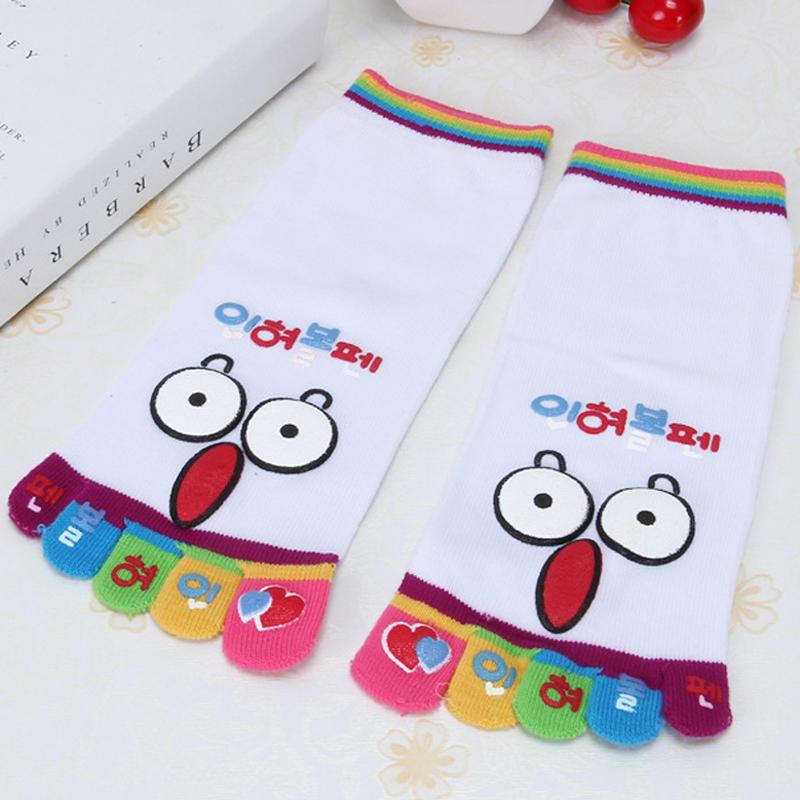 Women Girl Cute Casual Five-toed Crew Finger Show Funny Short Cartoon Cotton Breathable Socks