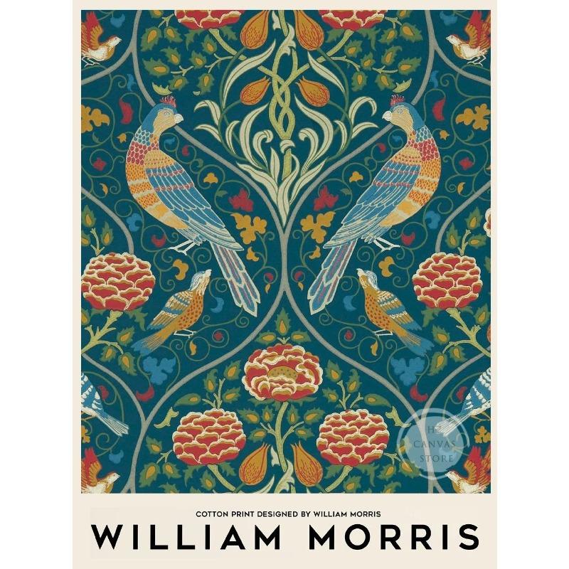 Canvas Painting Wall Art Pictures Abstract William Morris Flower Leaf Bird Vintage Posters and Prints for Living Room Home Decor