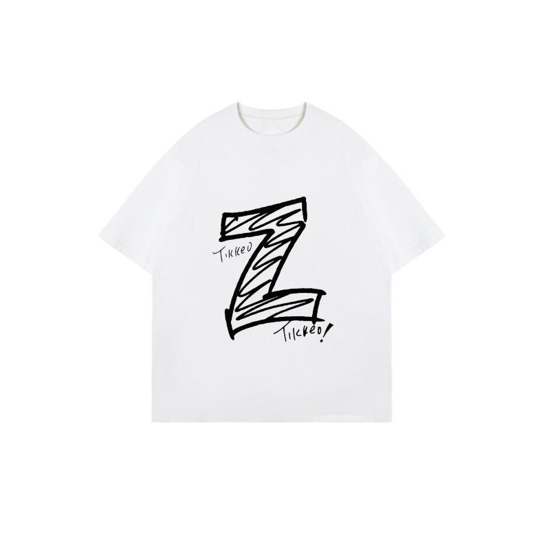 Oversized T Shirt Black Z Letter Graphic Print For Casual Wear