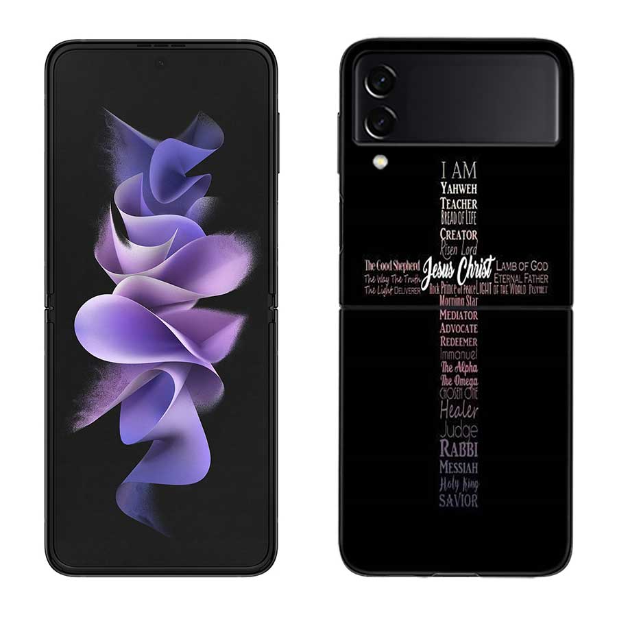 God Jesus Pray Case for Samsung Galaxy Z Flip 6 Flip 5 4 3 5G Black Cell Phone Cover Samsung Z Flip 5 5G Luxury PC Shell Coqu