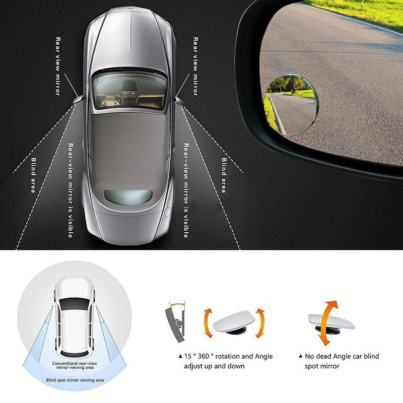2PC 360 Degree HD Blind Spot Mirror For Car Reverse Frameless Ultrathin Wide Angle Round Convex Rear View Mirror Car Accessories