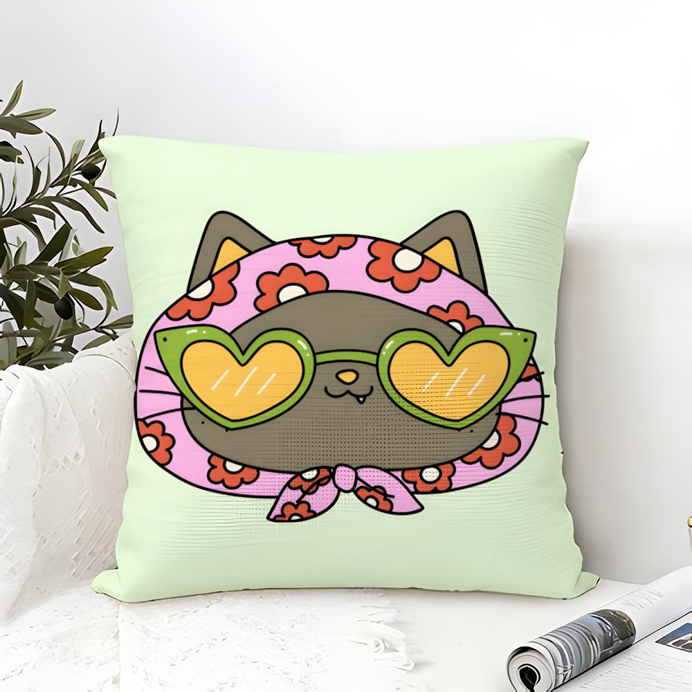 Funny And Surprising Cat Patterns Pillow Case Cotton Linen Fabric Square Zipper Pillowcase Home Decorative Living Room