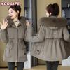 Parker Clothing Women's New Winter All-match Cotton Clothing Plus Velvet Hooded Jacket, Big Fur Collar, Warm Cotton Clothing, Women's Cold Protection