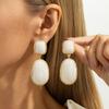 SHIXIN Vintage Red/White Resin Acrylic Oval Pendant Earrings Women Simple Geometry Drop Earrings New Year Jewelry Accessories