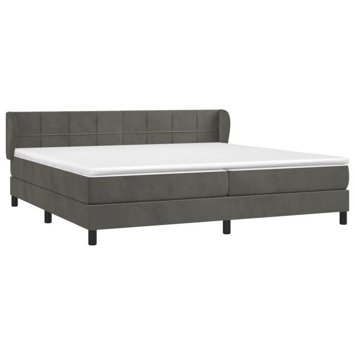 3127512 vidaXL Lit à sommier tapissier et matelas Gris foncé 200x200cm Velours