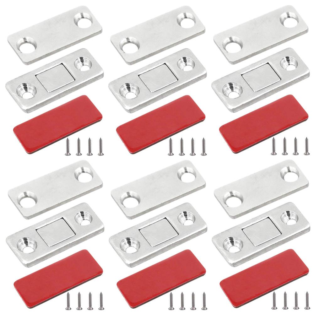 

With Screw Adhesive Cupboard Cabinet Latch Magnetic Door Closer Closet Cupboard Silver