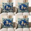 2D Enchanted White Horse Floral Embroidered Pillow Pattern Cushion Cover Suitable For Sofa Bedroom Car Pillow Cover