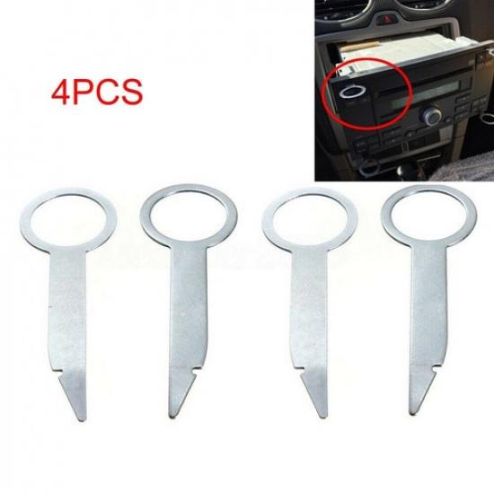 Car Radio Removal Tools 8cm P Release Tool Keys Silver Stereo Auto New