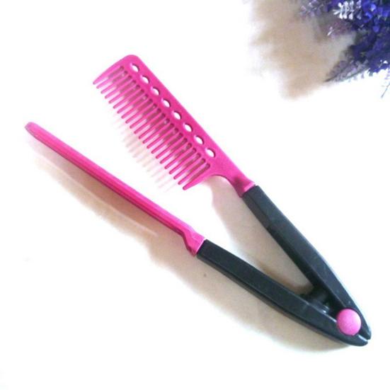 Portable DIY Salon Flat Iron Hair Straightener V Comb Hairdressing Styling Tool