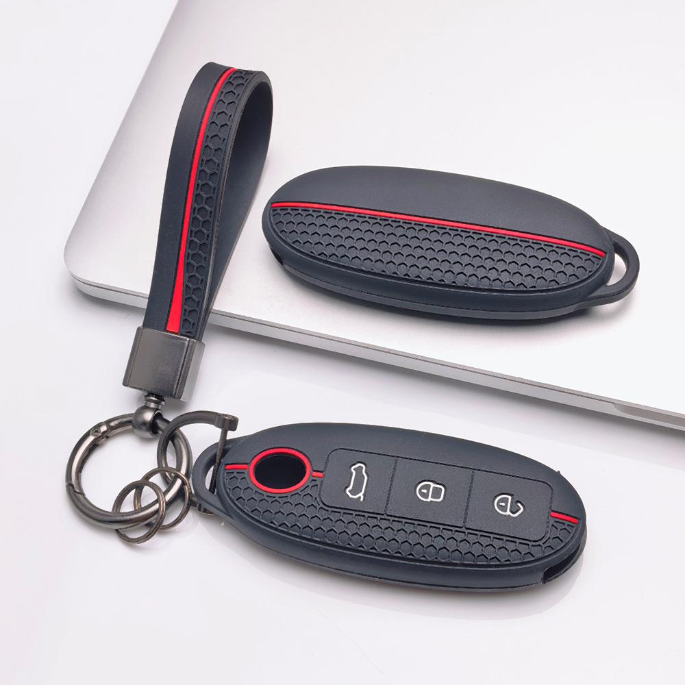 Silicone Car Key Cover with KeyChain for Dongfeng Fengguang S560 500 370 Aeolus A60 E70 Yixuan Forthing S500 F600 Rich Navara Yulon