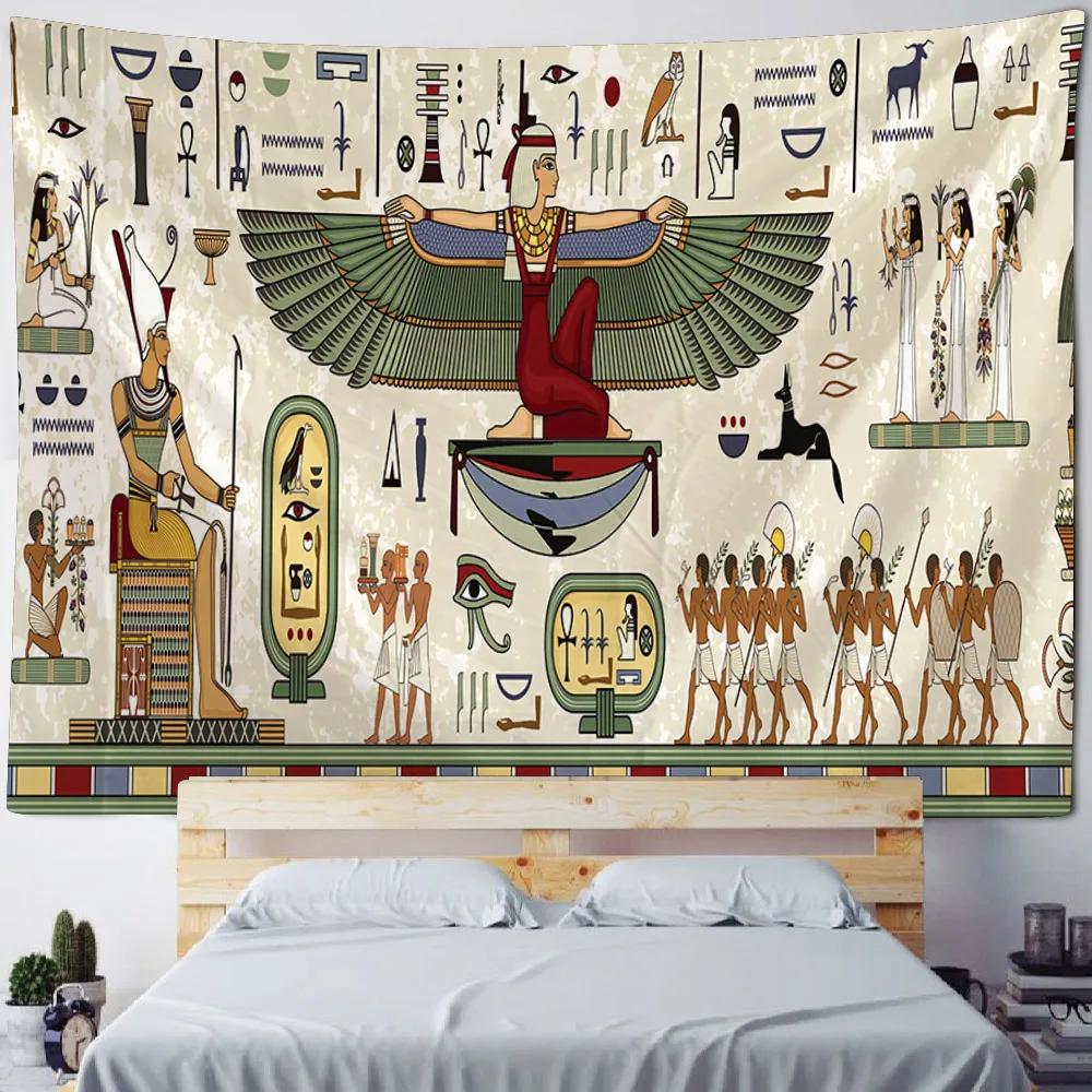 Vibrant Egyptian Art Tapestry  Colorful Mythical Creatures Perfect for Bedroom Decor Modern Boho Style Enhance Your Space