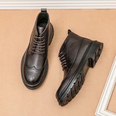 Men's Shoes Brock High-top Leather Shoes Men's British Martin Boots Pointed Casual Shoes Men's Fashion Dress Leather Boots Men
