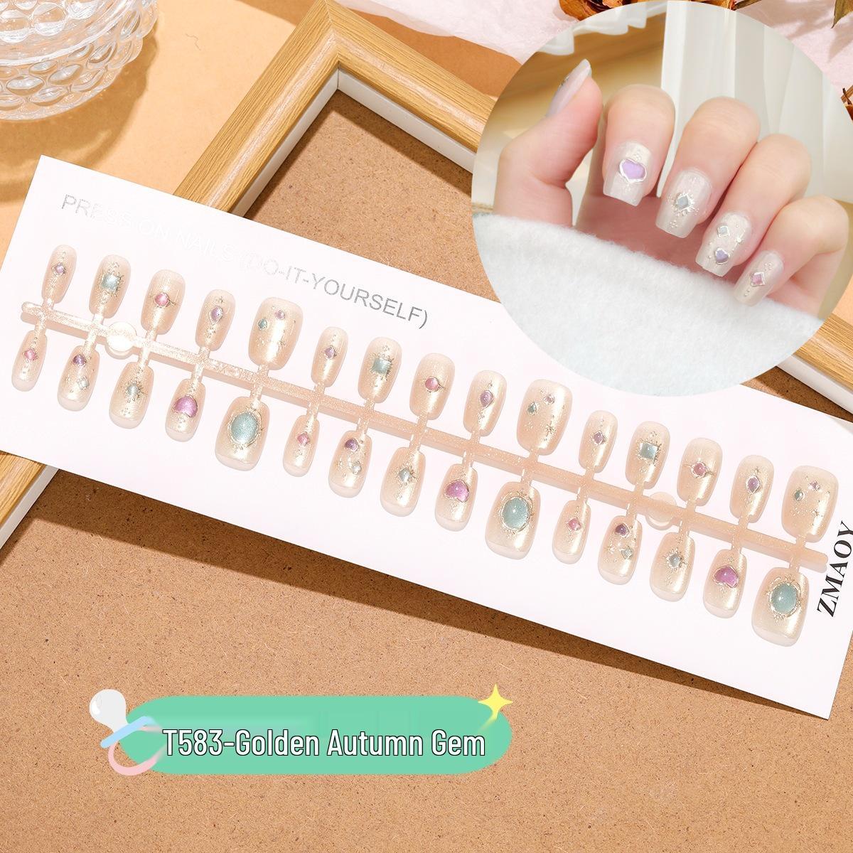 

Золотая осенняя драгоценность 3D барочные наклейки для ногтей «кошачий глаз» - 30 ультракоротких ретро-люксовых штук Entire Row S/S/S