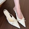 So Beautiful!! Nude Pointed Head Bow Light Mouth High Heels Women's Spring Empty Sandals Spring Summer Sweet High Sense