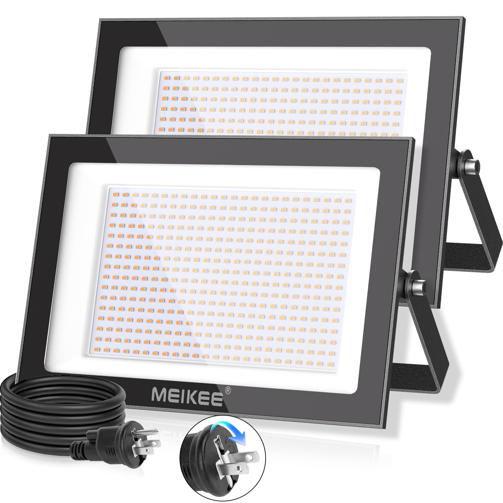 

MEIKEE [200W Ultra-Thin Warm White LED Floodlight, Set of 2] LED Floodlights for Signs, Outdoor Lighting, 2700K Ultra-Bright 20,000lm, Energy-Saving,