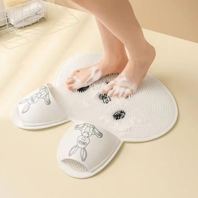 Tappetino da Bagno in Silicone con Texture Esfoliante Design Coniglio Antiscivolo Tappetino per Doccia per Massaggio ai Piedi 30cm