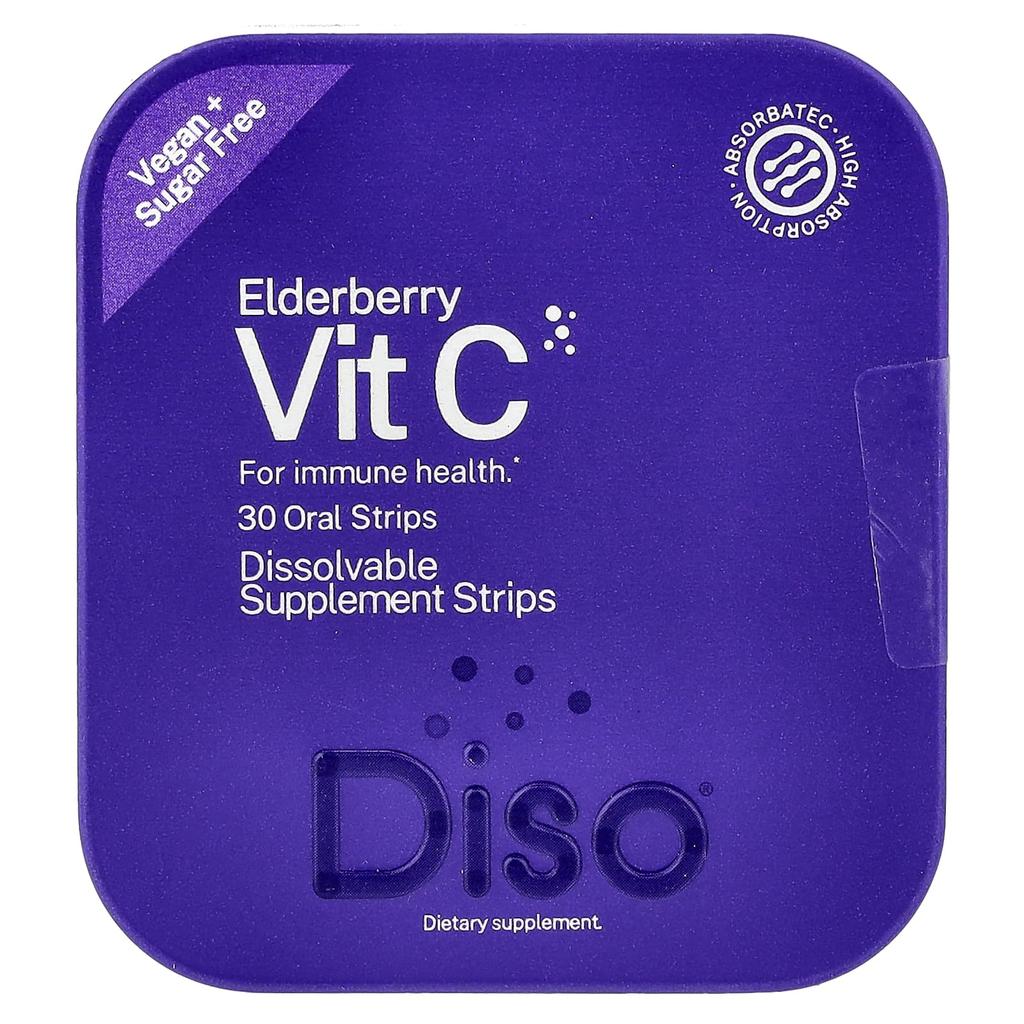 Diso, Vitamin C, Elderberry, Oral Strips, 30 Count