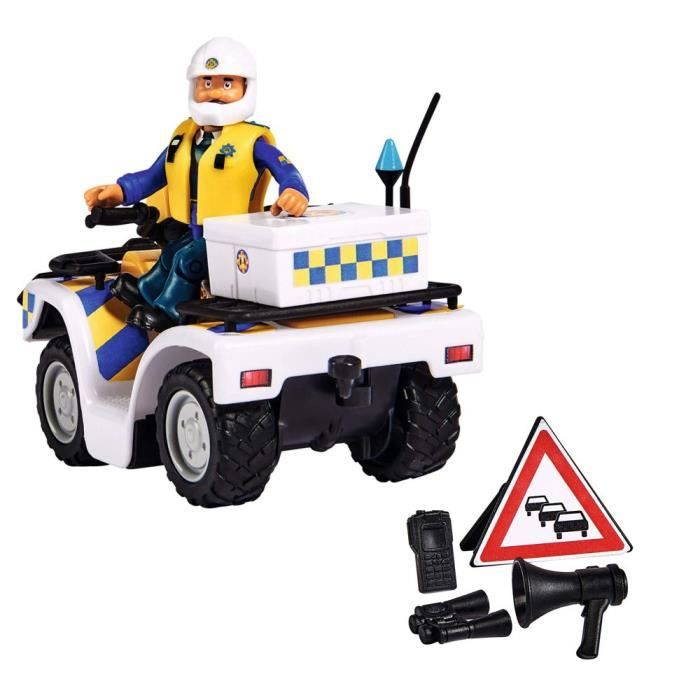 Quad de police sam le pompier avec figurine malcolm et accessoires - simba.dickie.group - blanc