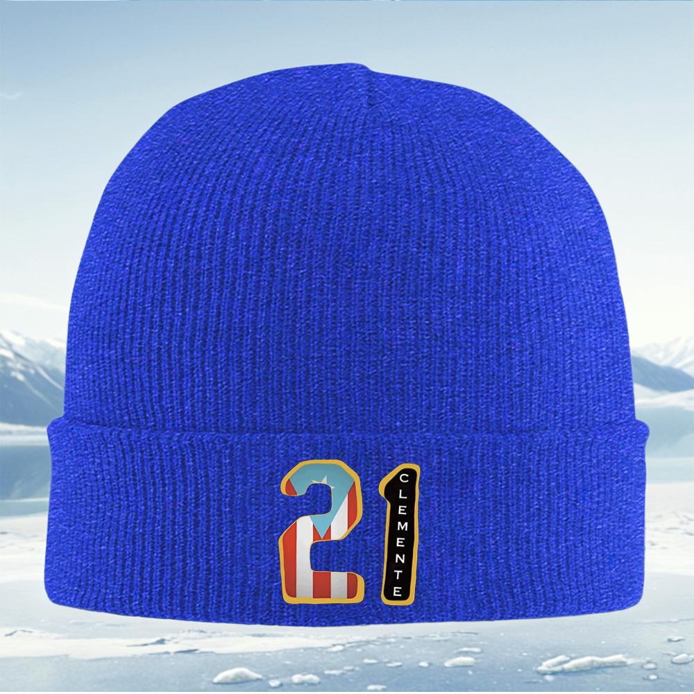 Clemente Baseball Player Number Twenty-one Men Women Unisex Knitted Hat Beanie Pullover Cap Winter Thermal Warm Christmas Outdoo