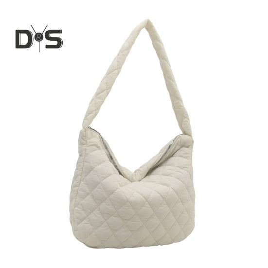 

Сумка через плечо Cloud Lattice на молнии, однотонная, стеганая, повседневная сумка-тоут для улицы, путешествий, офиса, вечеринки белый