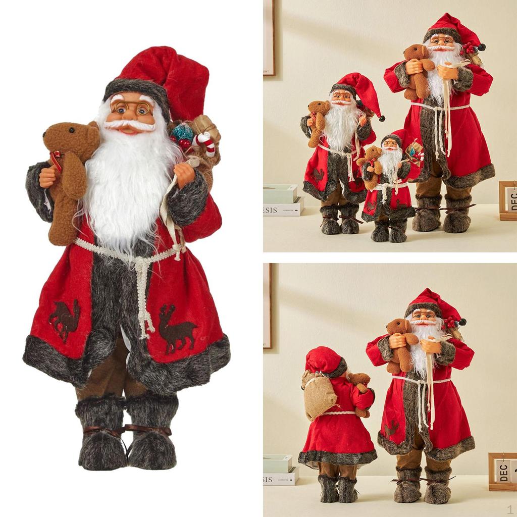 Collectible Standing Christmas Ornaments, Traditional Santa Claus Figurine,