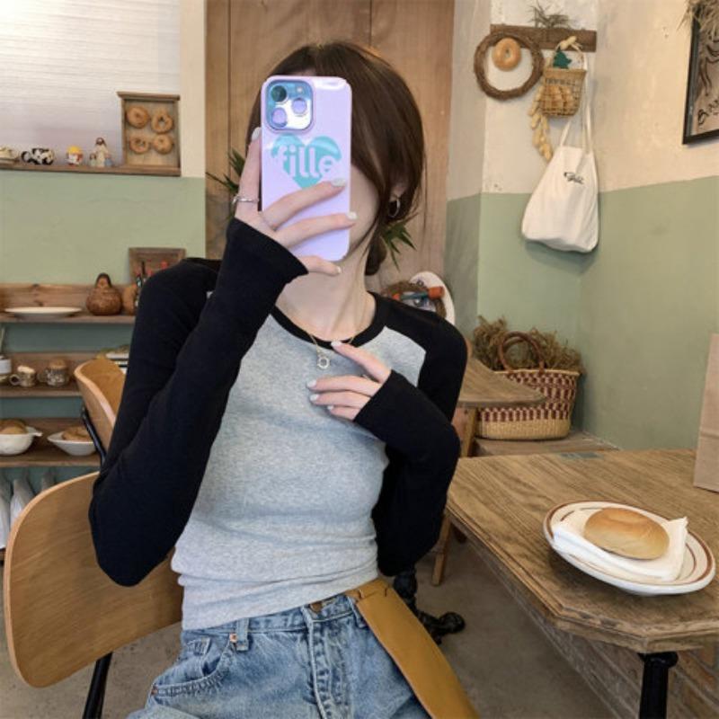 

Футболка с длинными рукавами, женская, с нитками XXL чёрный