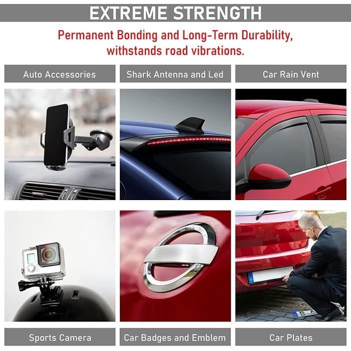 CANOPUS Ruban Adhésif Double Face 10mmx3m Noir, Étanche, Pour Bande LED, Décor De Maison Et Office, Automobiles