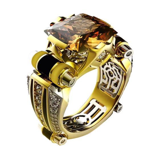 Inel unisex Vintage gotic de lux strasuri strălucitoare Galvanoplastie Decorație Cadouri Bărbați Femei Zirconiu cubic