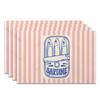 4 Stuks, Franse Retro Sardine Placemats, de Beste Placemats, Wasbaar, Geschikt voor Feestdagen, Woondecoratie