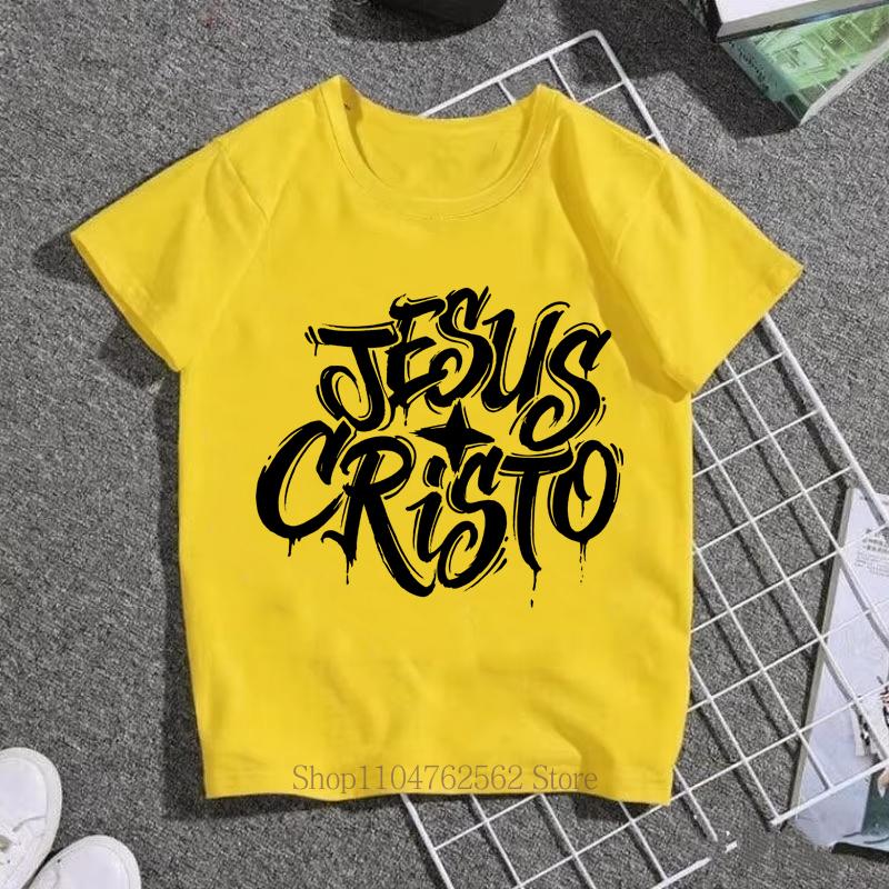 Children Clothing Jesus Print Tshirts Summer Boys Girls Casual Fashion Funny Tops Kids Colorful Crew Neck Short Sleeve Tees