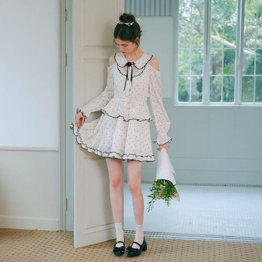 Ceme Adu Cest_Sweet Polka Dot Collar Dress