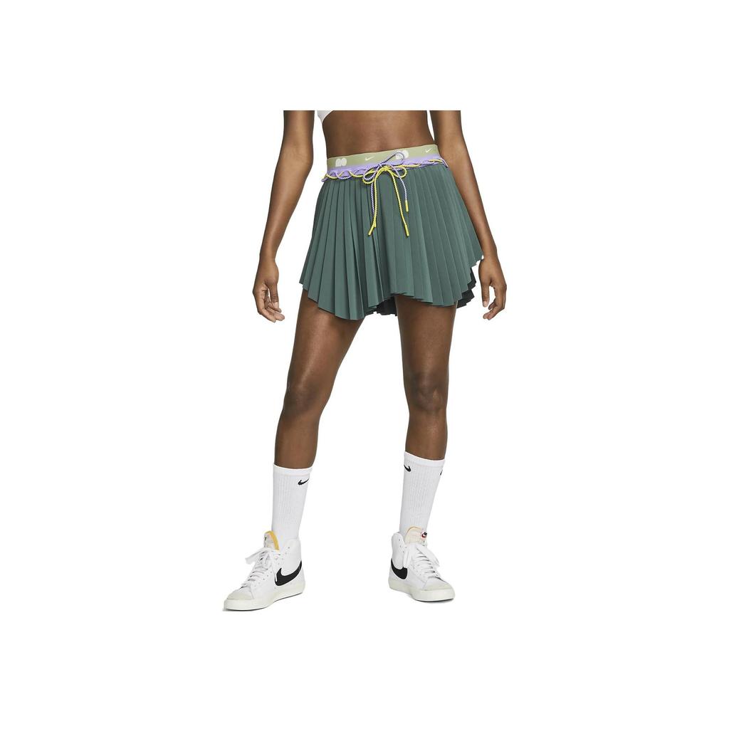 Nike X Naomi Osaka Kollaboration Einfarbige Spitze Tasche Falten Unregelmäßig Sport Lässig Rock Damenröcke Fichte-Grün DX1843-309