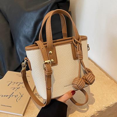 Modne Uniwersalne Damskie Torby Crossbody Modny Kontrastowy Design Miękka Skóra Torby Wiaderka Damskie Torby Do Dojazdów