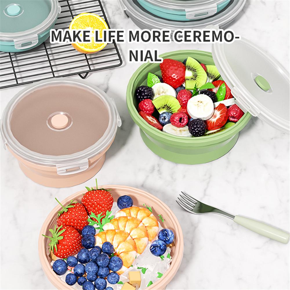 Collapsible Food Storage Container with Lid Portable Silicone Food Container Microwave Freezer Safe Lunch Box