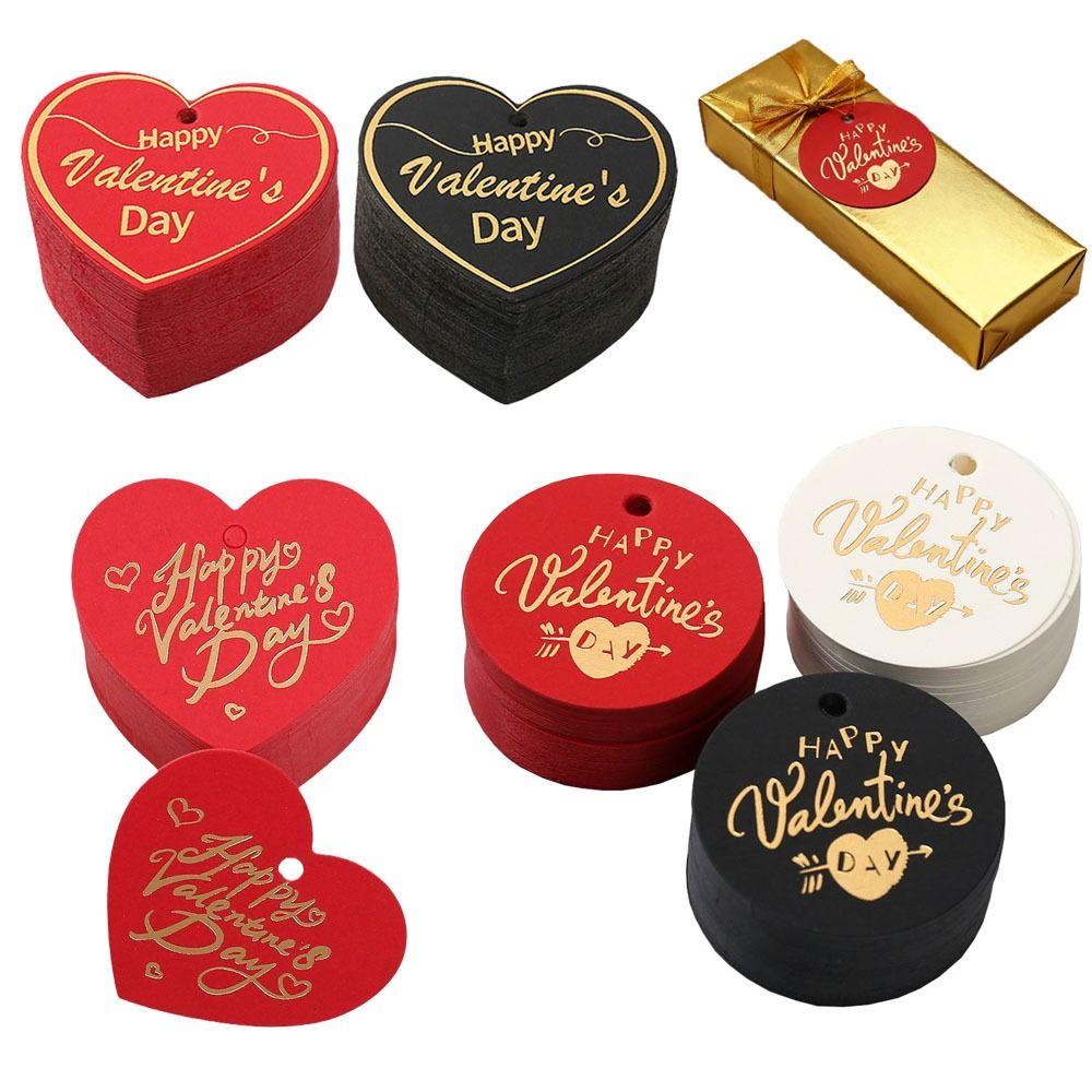 100pcs Heart Shaped Cards Valentine's Day Tags White Red Paper DIY Crafts Gift Labels Hanging Decoration Cake Decor Tag