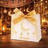 10Pcs Multicolor Eid and Ramadan Gift Boxes Star/Moon Satin Ribbon Bow Ramadan Gift Box Portable Reusable Eid Gift Box