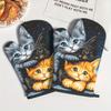 2 Stück 10,6*6,7 Zoll Ofenhandschuhe Lustige Tiere Katze Nachthimmel Schwarz Hitzebeständig Küchenofen Handschuhe Geeignet für